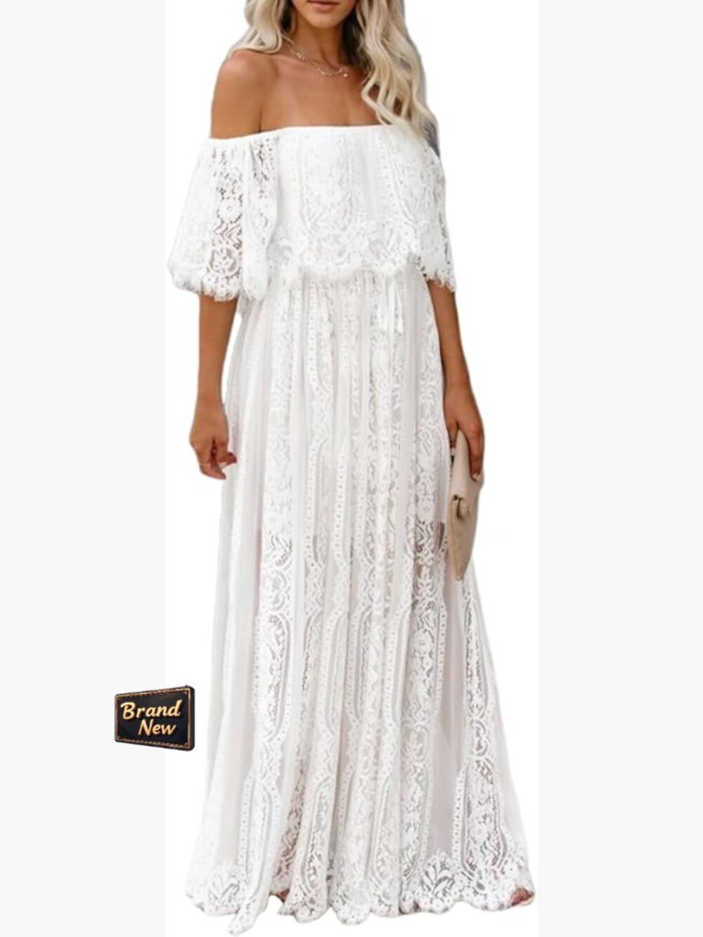 Lace Maxi Dress Off Shoulder Wedding Guest Boho